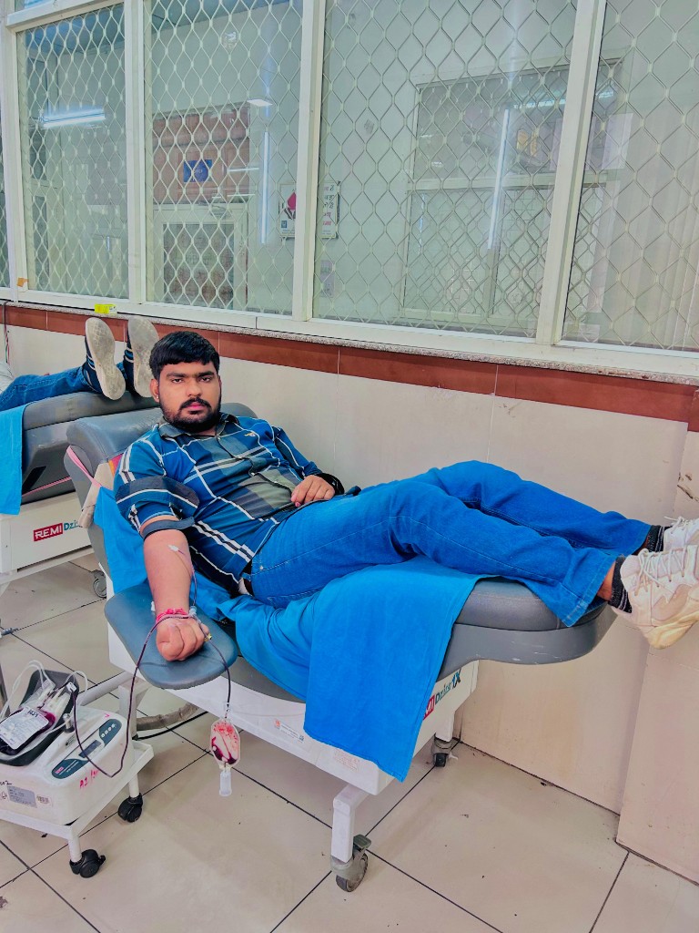 Full view of blood donation process